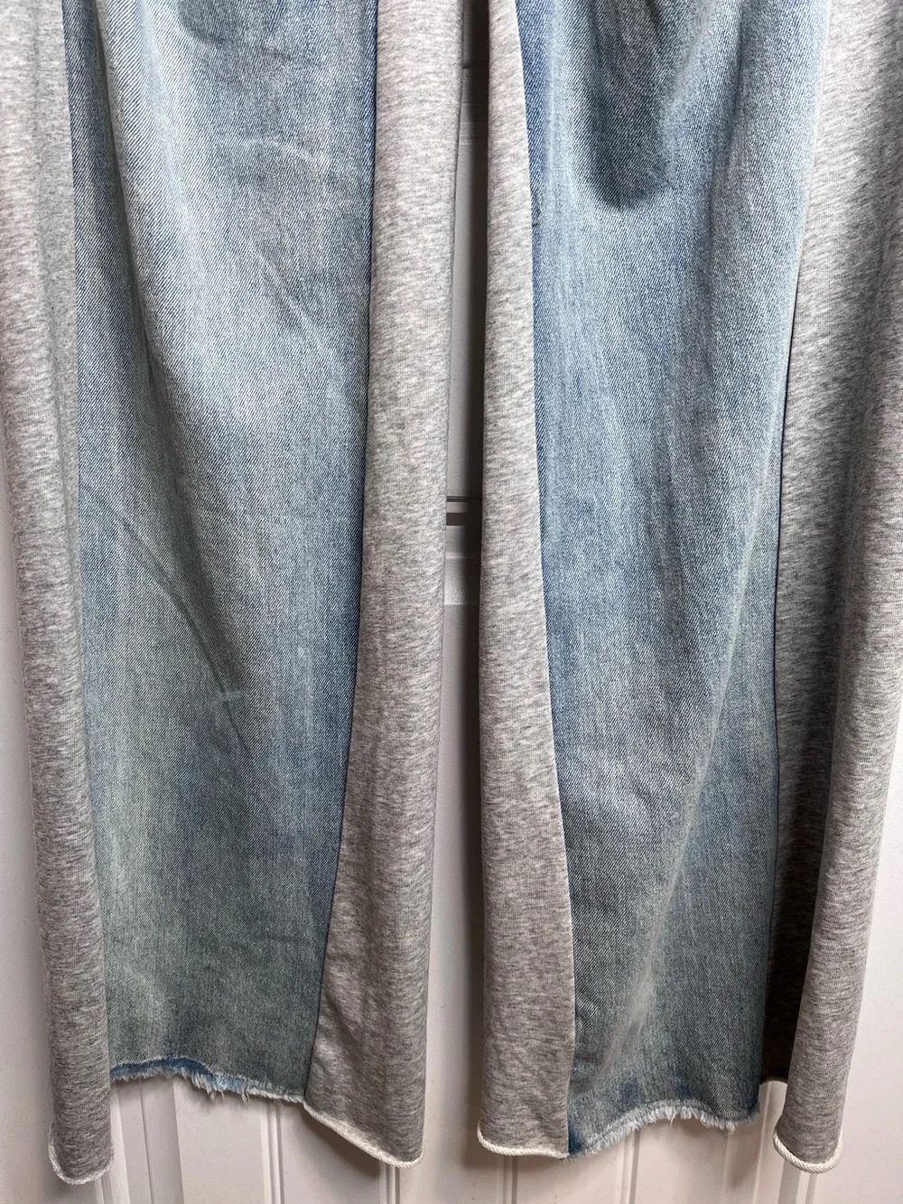 Fashion Nova Light Wash Denim Front Gray Sweat Shirt Side Panel Jeans. Large.‎